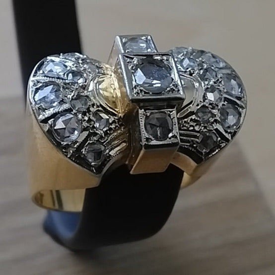 Geelgouden ring met oude diamant