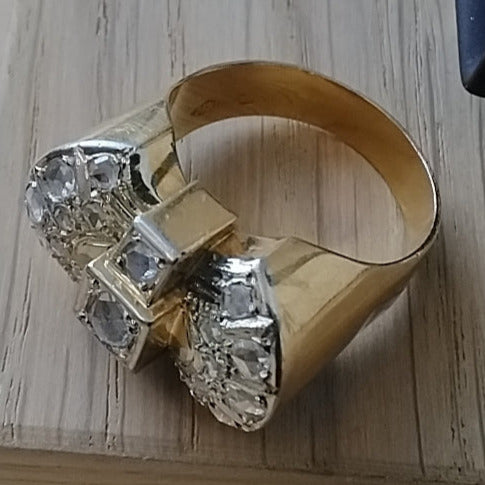 Geelgouden ring met oude diamant