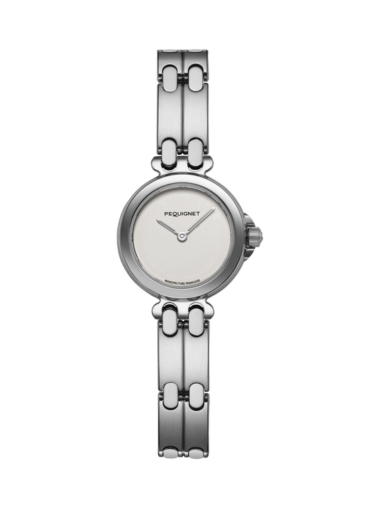 Moorea Watch Steel case, opaline white dial